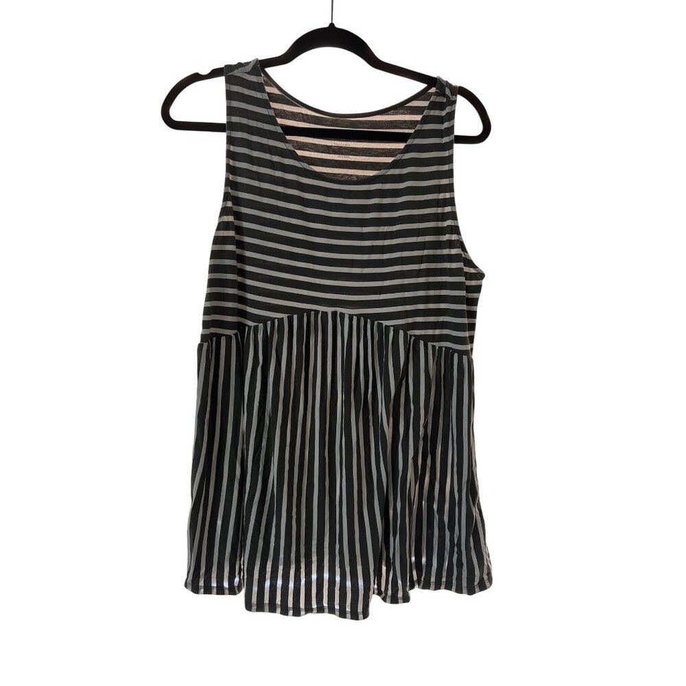 Isabel Maternity By Nordstrom Womens Black & White Striped Sleeveless Flowy Tank